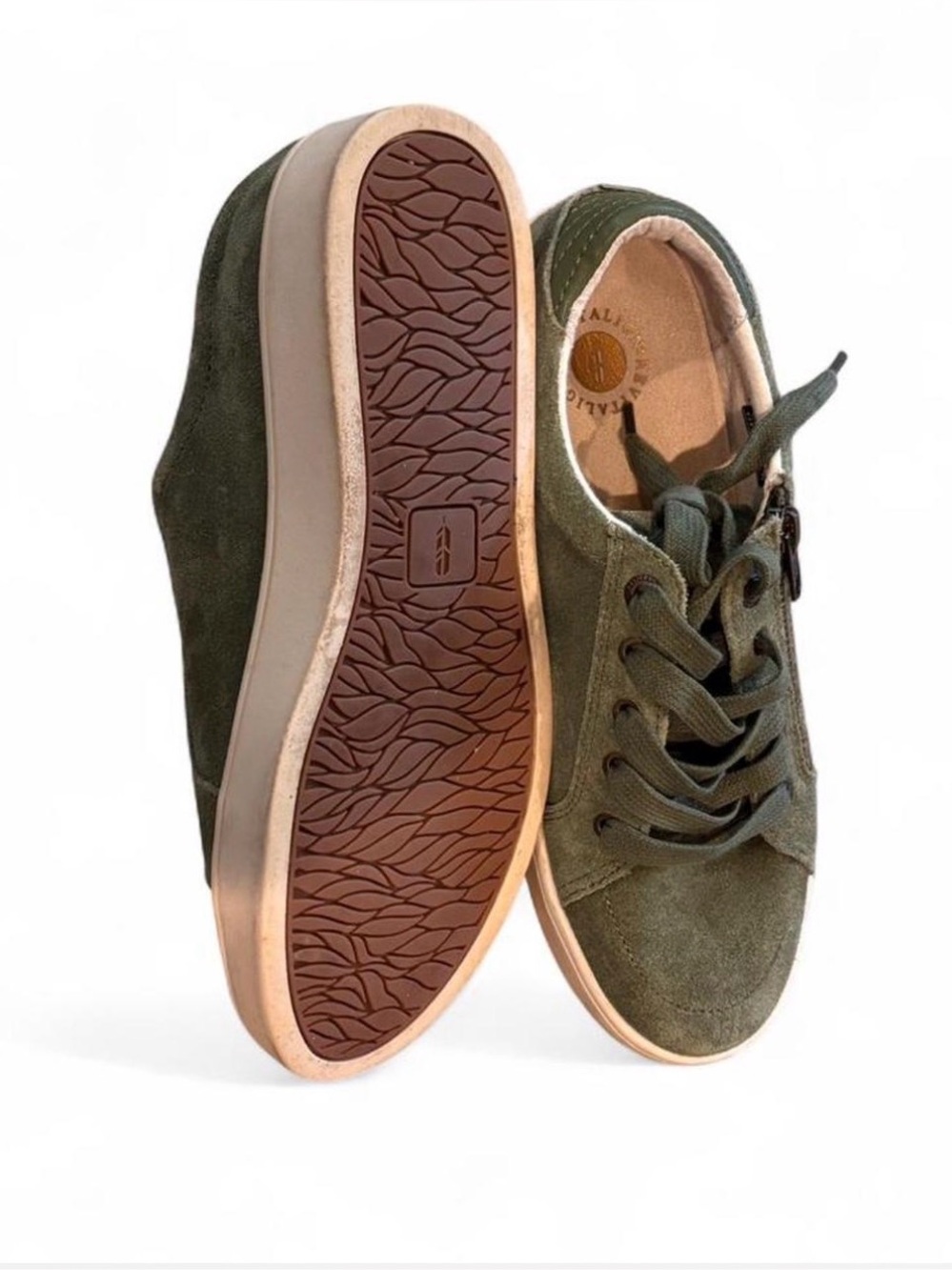 REVITALIGN Olive Green Suede Athletic Sneakers Zip Orthotic Support streetwear - Picture 6 of 8